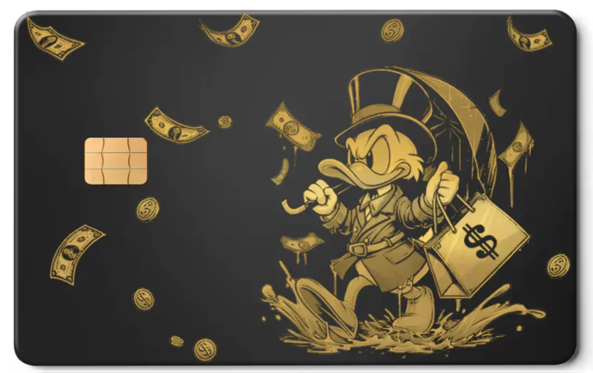 Scrooge Raining Cash Metal Card