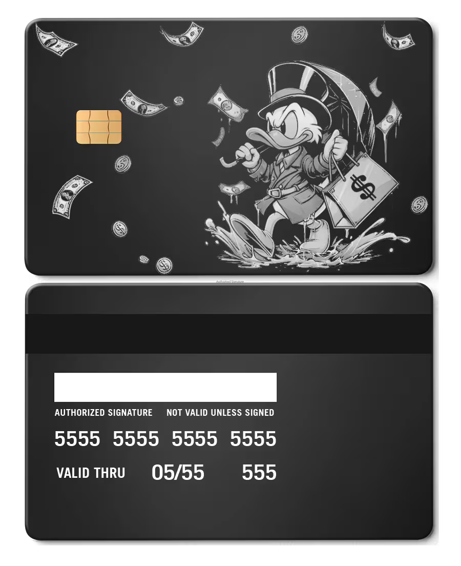 Scrooge Raining Cash Metal Card