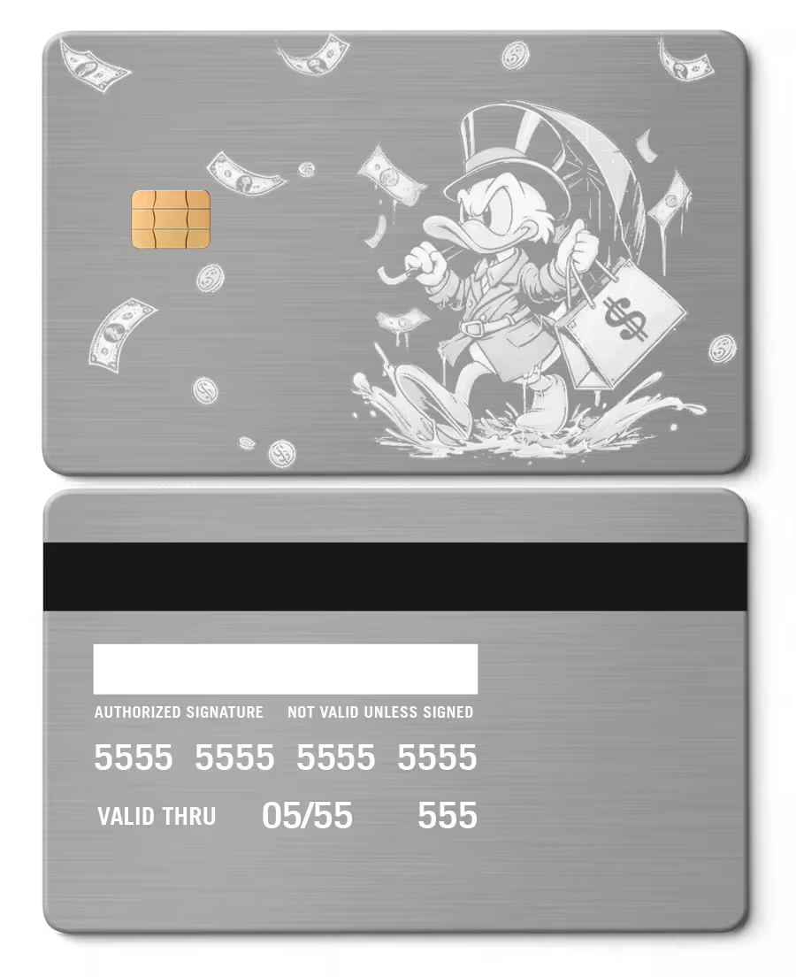 Scrooge Raining Cash Metal Card